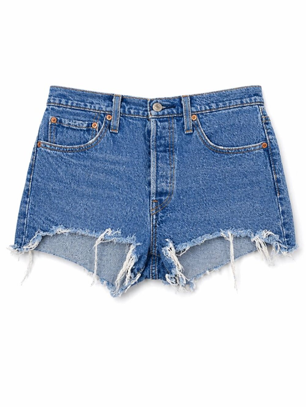 Levi's 501 Medium Blue Daisy Dukes Denim with Distressed Hem, Size 27